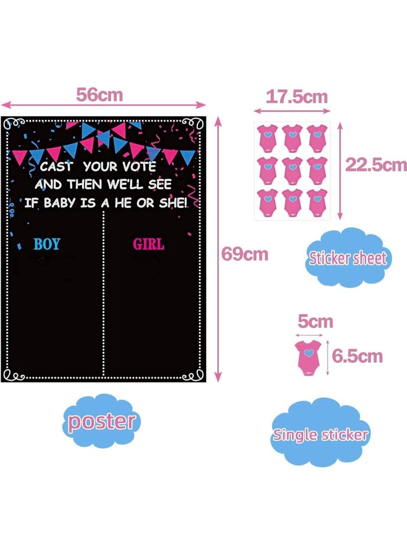 CLENEA Baby Gender Reveal Board, Party Supplies Kit with Decorations, Games Gender Reveal Voting Poster Board with Stickers, Chalkboard Design Party Games Kit - Image 3